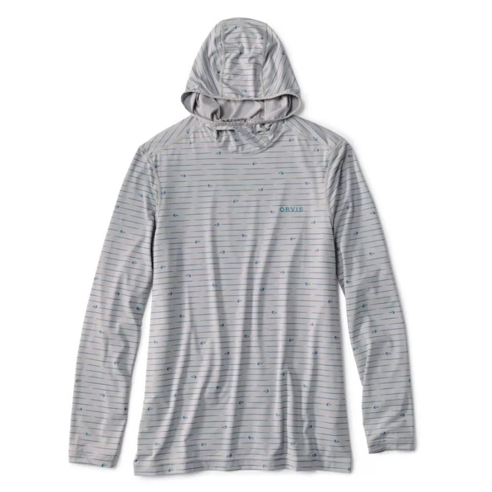 Orvis Sun Defense LongSleeved Hoodie Men's in Titanium Blue Lagoon Cast Stripe